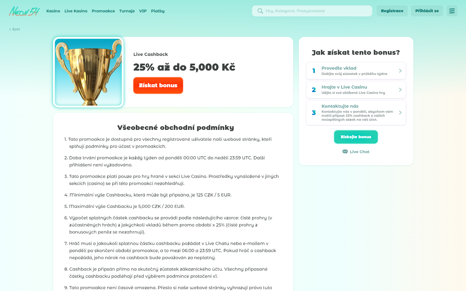 25% Live cashback až do 5 000 Kč